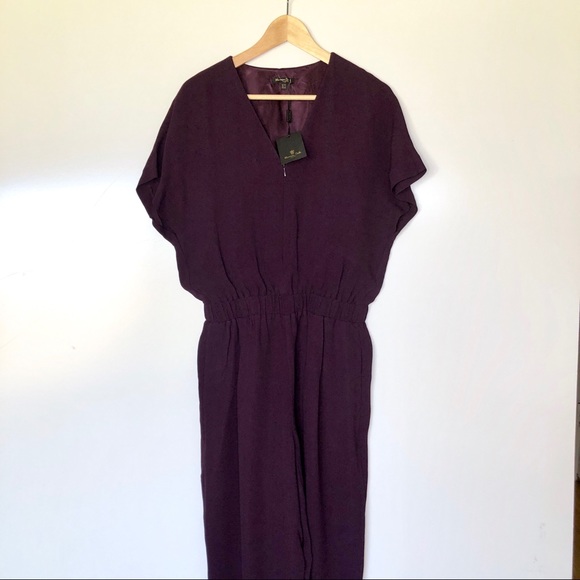 Massimo Dutti purple plum zip v neck jumpsuit NWT - Picture 3 of 8